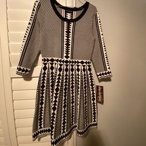 Women's Nina Leonard Geometric Fit & Flare Sweater Dress size small